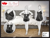 Two Hearts 2 Piece Silk Short Nighty